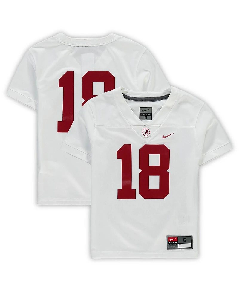 Preschool Boys and Girls Nike #18 White Alabama Crimson Tide Untouchable Football Team Jersey