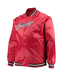 Men's Mitchell & Ness Red Chicago Bulls Big and Tall Hardwood Classics Raglan Satin Full-Snap Jacket