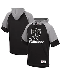 Men's Mitchell & Ness Black Las Vegas Raiders Home Advantage Raglan Short Sleeve Pullover Hoodie