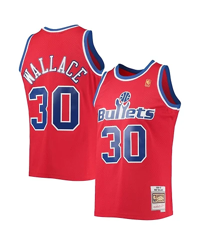 Men's Mitchell & Ness Ben Wallace Red Washington Bullets 1996-97 Hardwood Classics Swingman Jersey