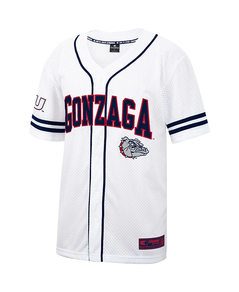 Men's Colosseum White and Navy Gonzaga Bulldogs Free Spirited Baseball Jersey