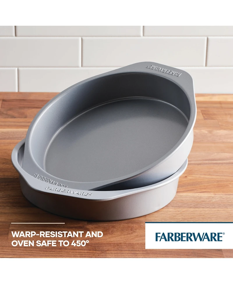Farberware GoldenBake Bakeware Nonstick Round Cake Pan Set, 2-Piece, Gray