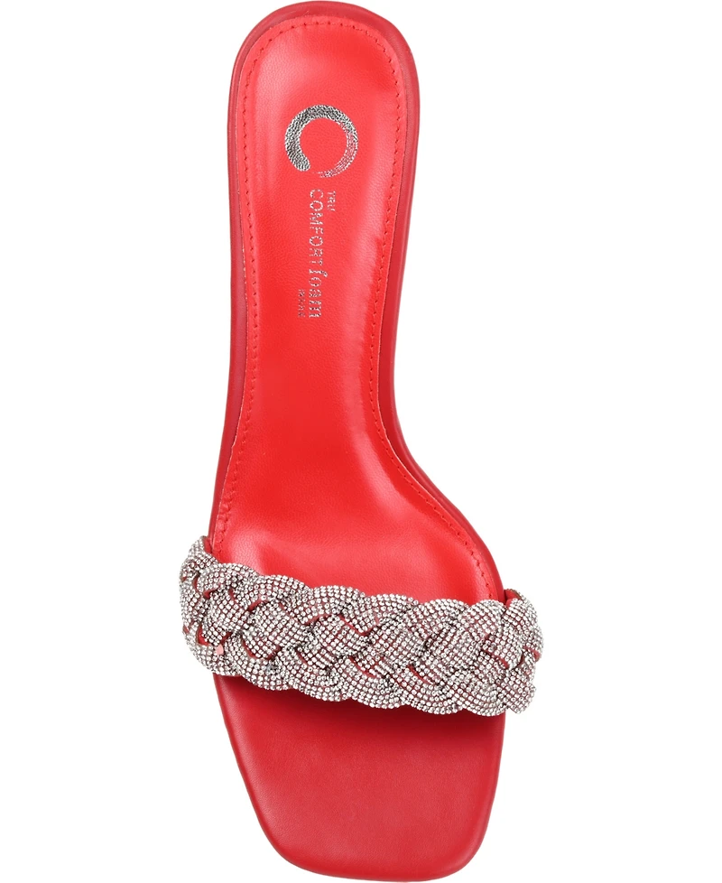 Journee Collection Women's Sashaa Braided Rhinestone Sandals
