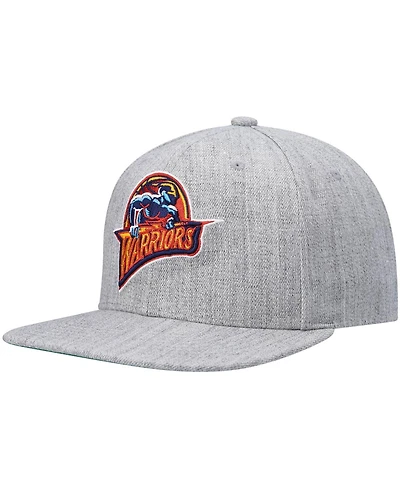 Men's Mitchell & Ness Heathered Gray Golden State Warriors Hardwood Classics Team 2.0 Snapback Hat