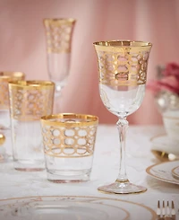 Lorren Home Trends 4 Piece Infinity Gold Ring Red Wine Goblet Set