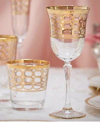 Lorren Home Trends 4 Piece Infinity Gold Ring Red Wine Goblet Set