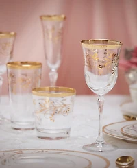 Lorren Home Trends 4 Piece Rosalia Flower White Wine Set