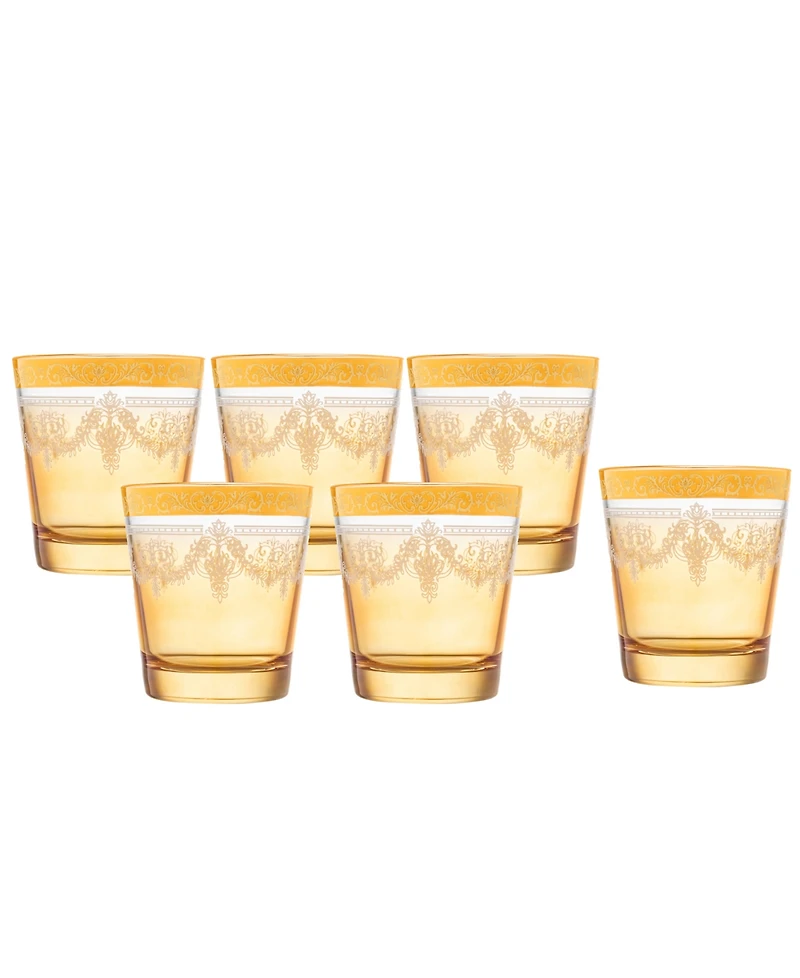 Lorren Home Trends Double Old Fashion 6 Piece Gold Band Glass Set