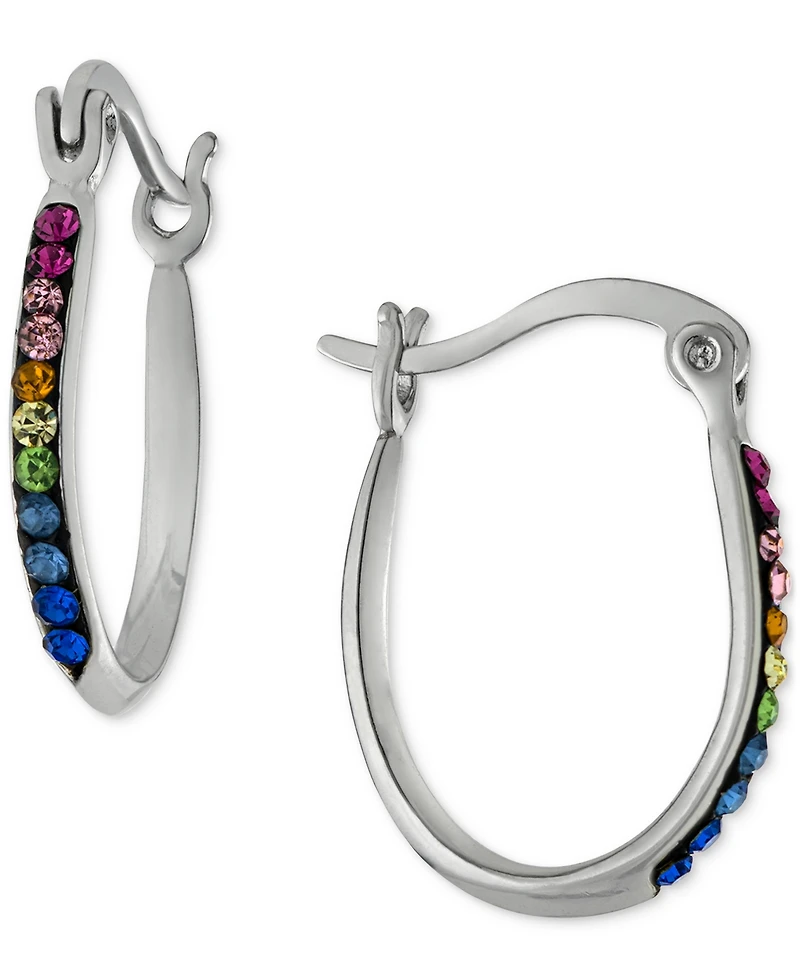 Giani Bernini Rainbow Crystal Oval Hoop Earrings in Sterling Silver, Created for Macy's