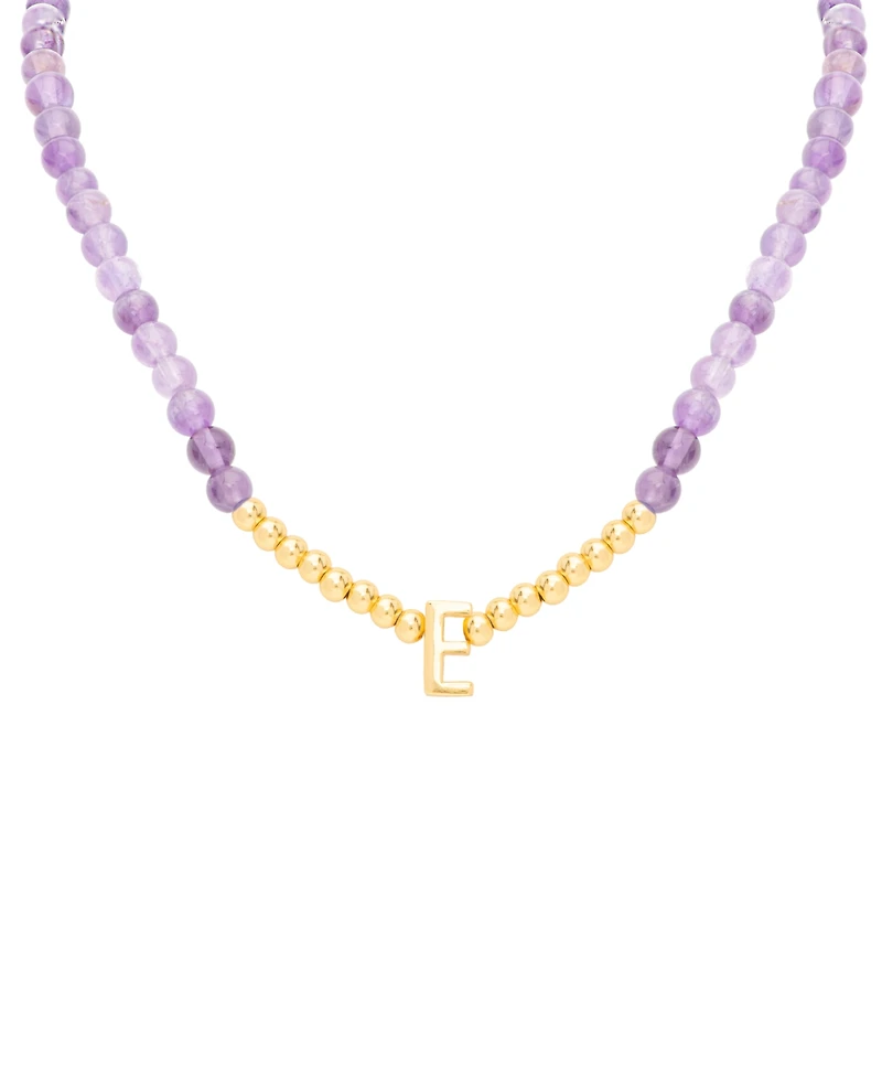 Amethyst Bead Initial 18" Pendant Necklace (63-5/8 ct. t.w.) in Gold-Plated Sterling Silver