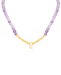 Amethyst Bead Initial 18" Pendant Necklace (63-5/8 ct. t.w.) in Gold-Plated Sterling Silver