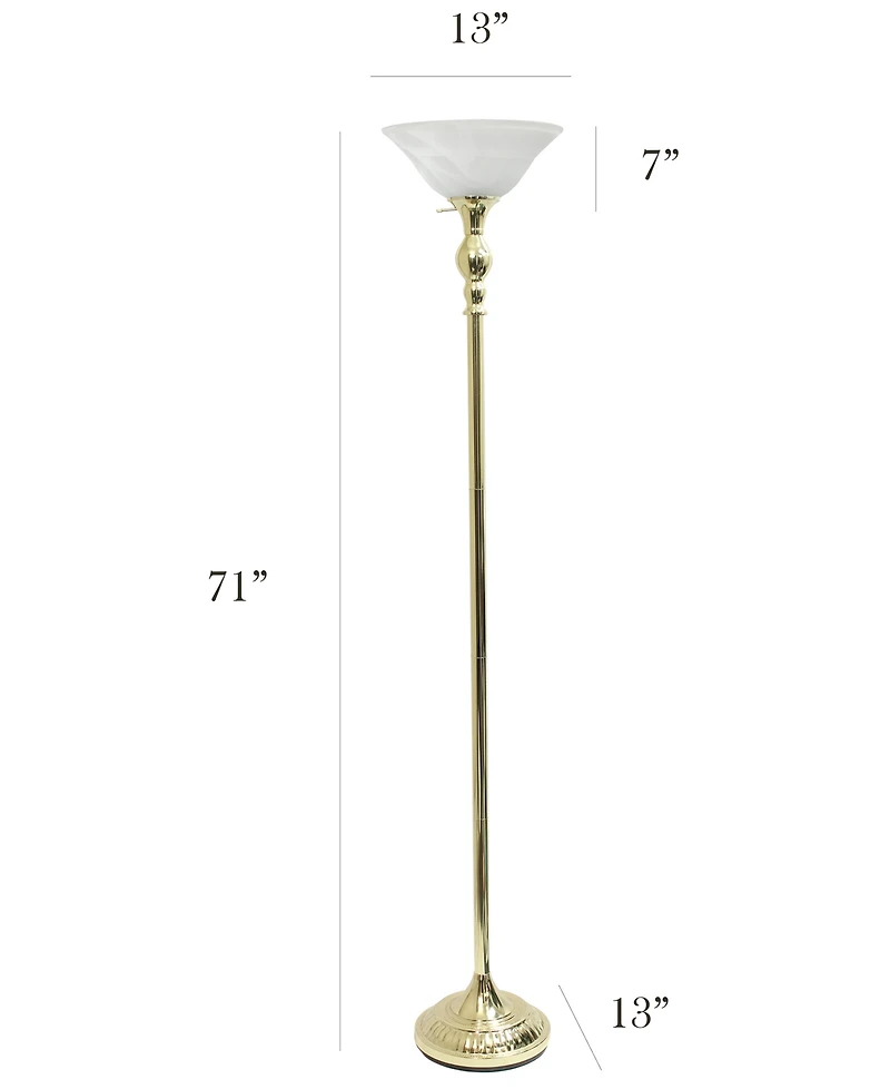 Elegant Designs 1 Light Torchiere Floor Lamp - Gold