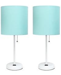 LimeLights Stick Lamp with Charging Outlet, Set of 2
