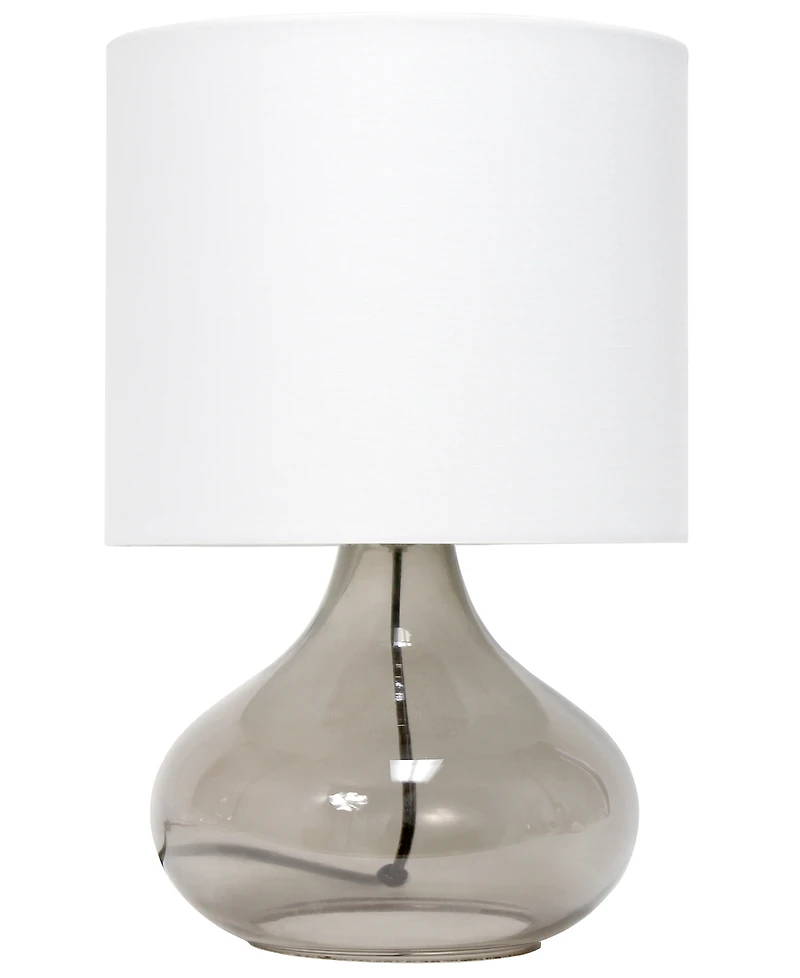 Simple Designs Glass Raindrop Table Lamp with Fabric Shade, Green with White Shade