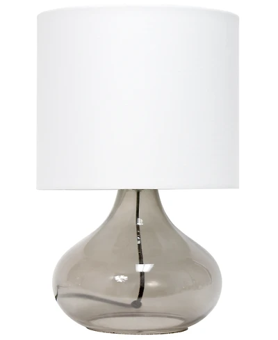 Simple Designs Glass Raindrop Table Lamp with Fabric Shade, Green with White Shade