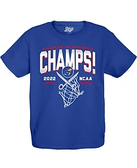 Big Boys Blue 84 Royal Kansas Jayhawks 2022 Ncaa Men's Basketball National Champions Cut The Net T-shirt