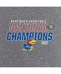 Men's Heathered Gray Kansas Jayhawks 2022 Ncaa Men's Basketball National Champions Synthetic T-shirt