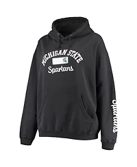 Women's Pressbox Black Michigan State Spartans Rock n Roll Super Oversized Pullover Hoodie