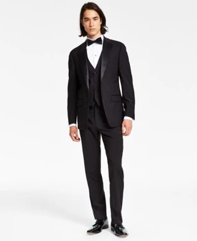 Calvin Klein Mens Slim Fit Infinite Stretch Black Tuxedo Suit Separates Close Out