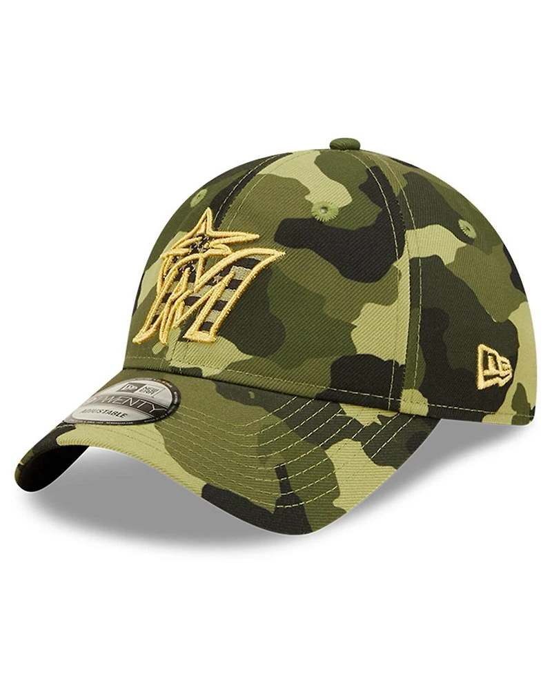 Men's New Era Camo Miami Marlins 2022 Armed Forces Day 9Twenty Adjustable Hat