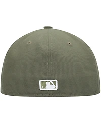 Men's New Era Olive Houston Astros Logo White 59FIFTY Fitted Hat