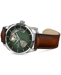 Hamilton Men's Automatic Jazzmaster Open Heart Smoked Green Stainless Steel Strap Watch 40mm
