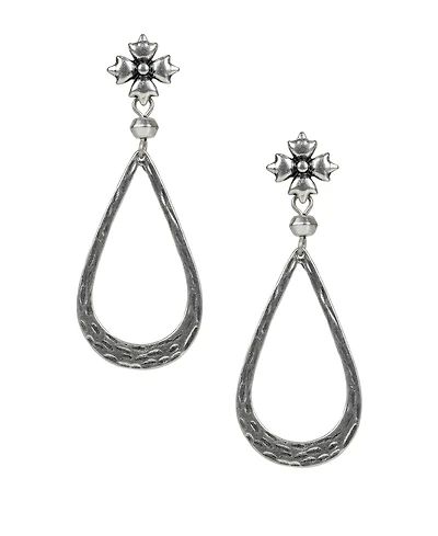 Patricia Nash Silver-Tone Floret & Tear-Shape Drop Earrings