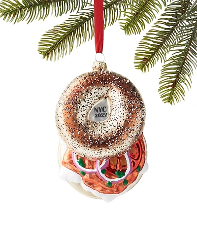 Holiday Lane New York Glass Smoked Salmon Bagel Sandwich Ornament, Created for Macy's