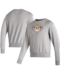Men's adidas Heathered Gray Los Angeles Kings Team Classics Vintage-Like Pullover Sweatshirt