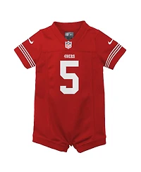 Infant Girls and Boys Nike Trey Lance Scarlet San Francisco 49ers Romper Game Jersey