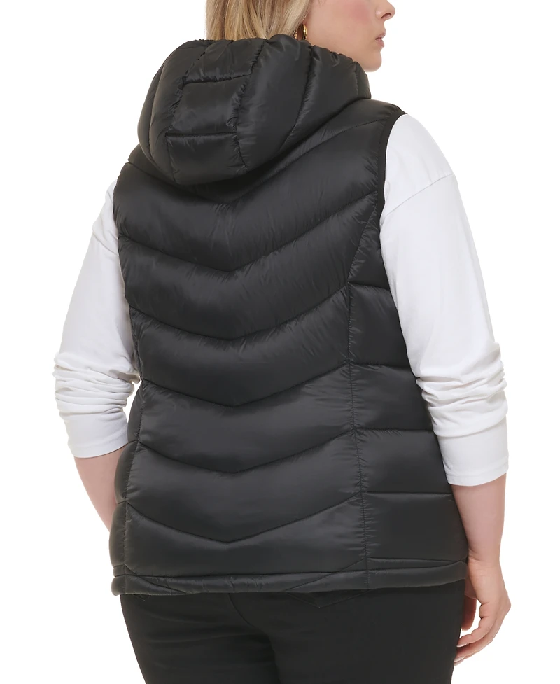 Charter Club Plus Size Packable Hooded Puffer Vest, Created for Macy's