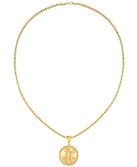 Men's Coin 24" Pendant Necklace in 14k Gold-Plated Sterling Silver