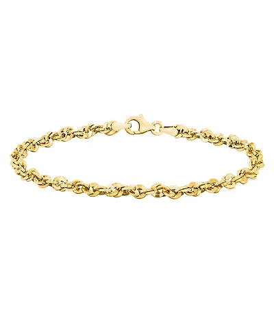 Italian Gold Diamond Cut Rope Chain Bracelet (3-3/4mm) in 14k Gold, Made in Italy