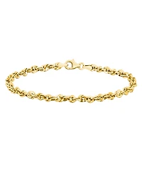 Italian Gold Diamond Cut Rope Chain Bracelet (3-3/4mm) in 14k Gold, Made in Italy