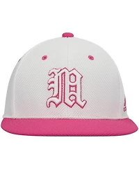 Men's adidas White and Pink Miami Hurricanes On-Field Baseball Fitted Hat