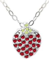 Giani Bernini Lab-Grown Ruby (1/4 ct. t.w.) & Cubic Zirconia Strawberry Pendant Necklace, 16" + 2" extender, Created for Macy's