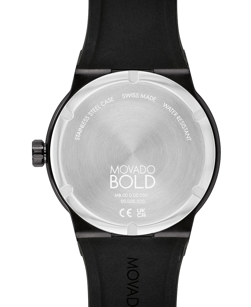 Movado Men's Swiss Fusion Bold Black Silicone Strap Watch 42mm