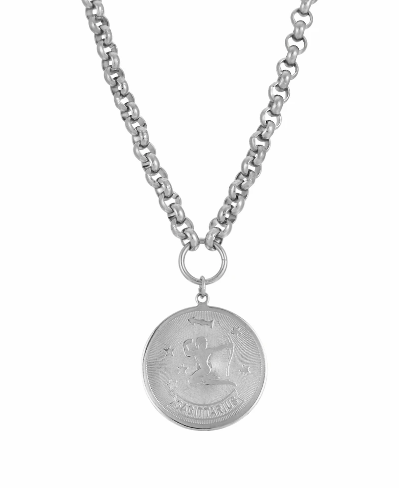 Women's Round Sagitarius Pendant Necklace