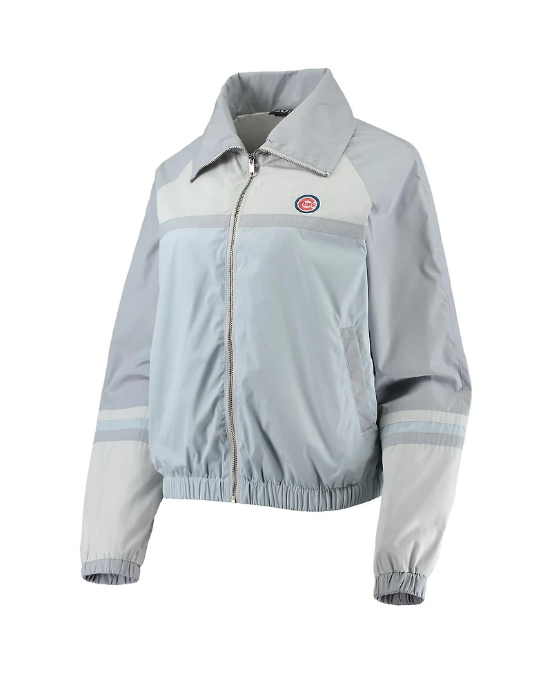 Women's The Wild Collective Royal Chicago Cubs Colorblock Track Raglan Full-Zip Jacket