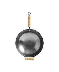 Joyce Chen Classic Series Round Bottom Carbon Steel Wok with Birch Handles, 14"