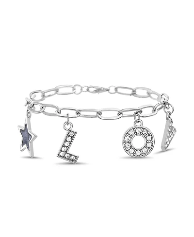 kensie Silver-Tone Love Charm Bracelet