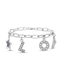 kensie Silver-Tone Love Charm Bracelet