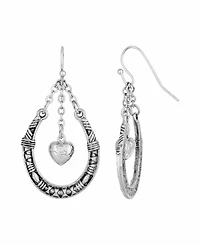 Women's Pewter Horseshoe with Hanging Heart Earring