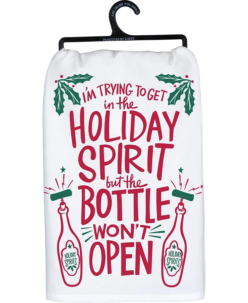 Primitives by Kathy I'm Trying To Get in The Holiday Spirit But The Bottle Won't Open Kitchen Towel