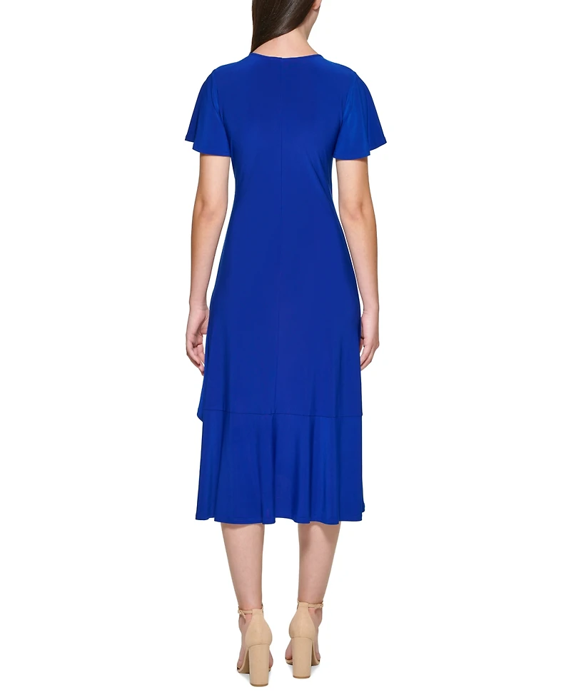 kensie Flutter-Sleeve Midi Dress