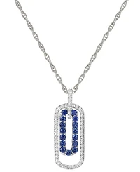 Lab-Grown Sapphire (1/3 ct. t.w.) & Lab-Grown White Sapphire (1/4 ct. t.w.) 18" Pendant Necklace in Sterling Silver (Also in Lab-Grown Emerald & Lab-G