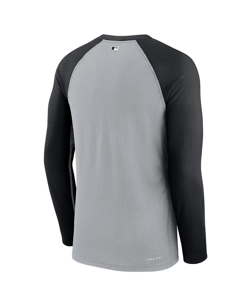 Men's Nike Gray, Black Chicago White Sox Game Authentic Collection Performance Raglan Long Sleeve T-shirt