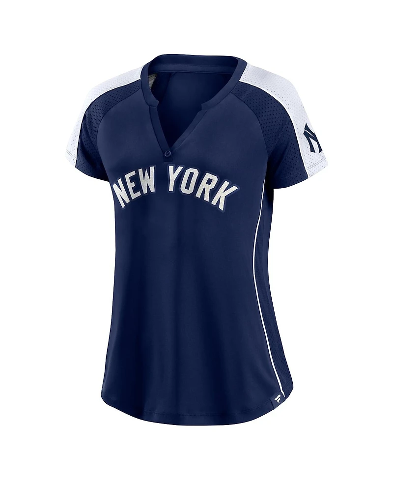 Women's Fanatics Navy, White New York Yankees True Classic League Diva Pinstripe Raglan V-Neck T-shirt