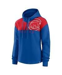 Women's Fanatics Royal Chicago Cubs Iconic Overslide Color-Block Quarter-Zip Hoodie