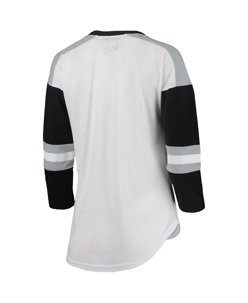 Women's Touch White and Black Chicago White Sox Base Runner 3/4-Sleeve V-Neck T-shirt